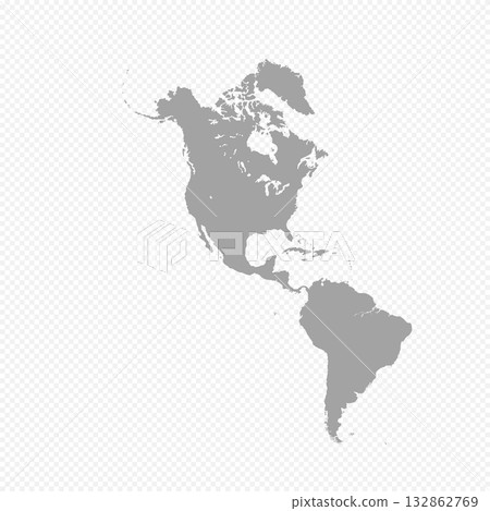 Map of North and South America, sign silhouette. World Map Globe. Vector Illustration isolated on transparent background. American continent 132862769