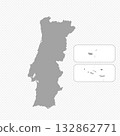 Map of Portugal, sign silhouette. World Map Globe. Vector Illustration isolated on transparent background. Europe continent 132862771