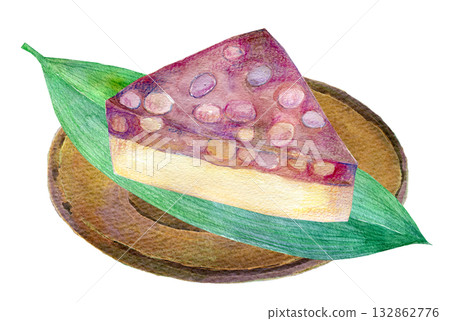 水彩插畫，手繪插畫，日式點心，水無月 132862776