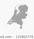 Map of Netherlands, sign silhouette. World Map Globe. Vector Illustration isolated on transparent background. Europe continent 132862778