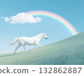 Rainbow and White Horse 132862887