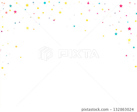 Illustration of a transparent background with small, colorful stars scattered throughout 132863024
