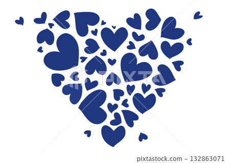 Valentine's Day heart motif with hearts gathered together | Heart, blue, transparent background 132863071