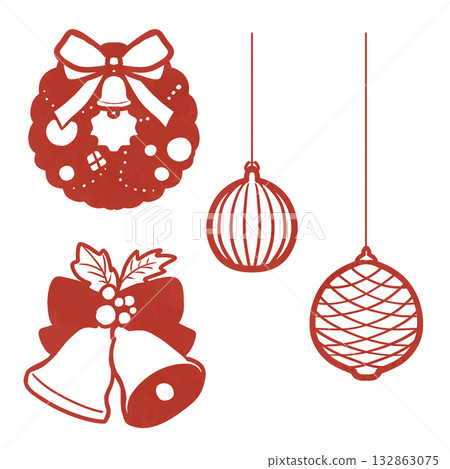 Red Christmas icon set 132863075