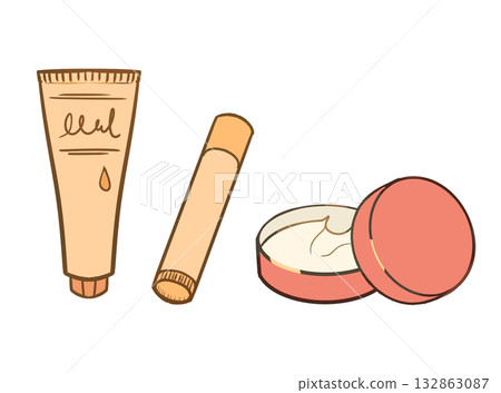 Hand cream, lip balm, and body cream in a can 132863087