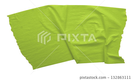 green crumpled torn tape isolated on transparent background. green crumpled torn tape isolated on transparent background. 132863111