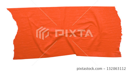 red crumpled torn tape isolated on transparent background. red crumpled torn tape isolated on transparent background. 132863112