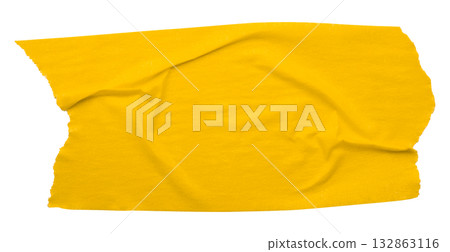 yellow crumpled torn tape isolated on transparent background. yellow crumpled torn tape isolated on transparent background. 132863116