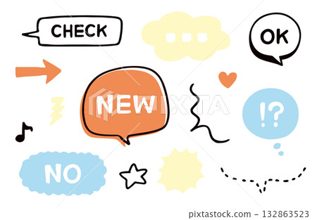 Cute speech bubbles and decoration set 132863523
