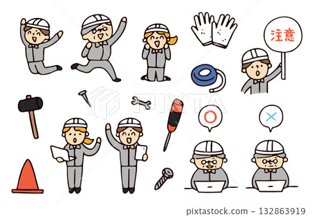 勞工插圖集 132863919