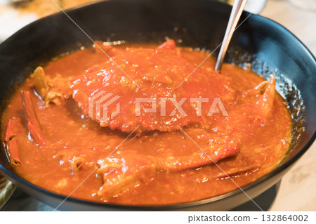 Singapore's famous chili crab 132864002