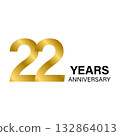 22 years anniversary gold icon vector for graphic design, logo, website, social media, mobile app, UI illustration 132864013