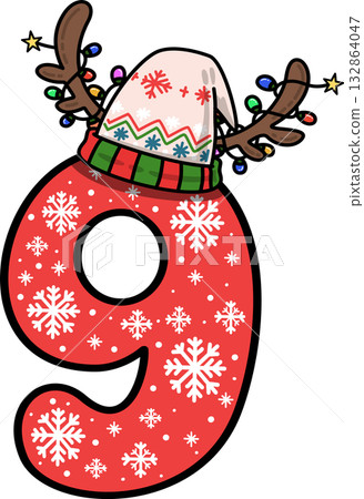 Christmas Festive Number 9 Decoration Christmas Festive Number 9 Decoration 132864047