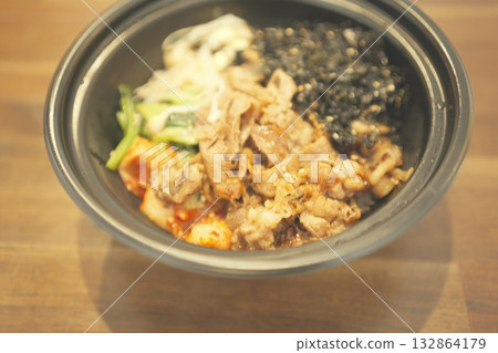 Ingredients for beef rib bibimbap bowl 132864179