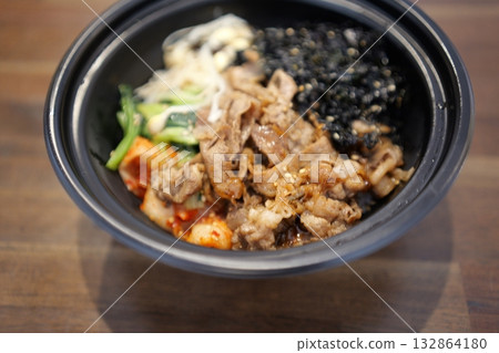 Ingredients for beef rib bibimbap bowl Ingredients for beef rib bibimbap bowl 132864180