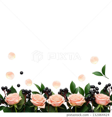 Delicate pink roses isolated on transparent background 132864424
