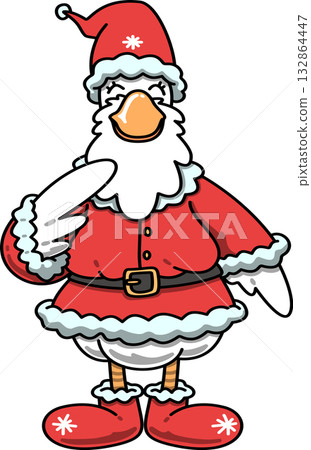Christmas Groovy Goose Dressed as Santa Claus Cartoon Christmas Groovy Goose Dressed as Santa Claus Cartoon 132864447