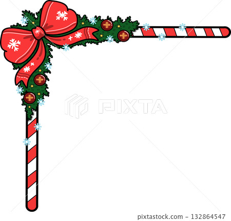 Christmas Corner Border with Candy Cane and Bow Decoration Christmas Corner Border with Candy Cane and Bow Decoration 132864547