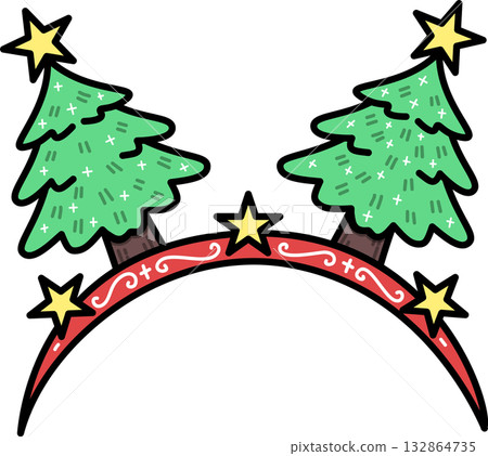Groovy Christmas Tree Headband Cartoon Groovy Christmas Tree Headband Cartoon 132864735
