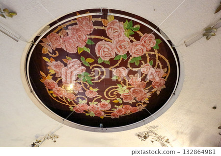 Retro and antique pink rose ceiling decoration Retro and antique pink rose ceiling decoration 132864981