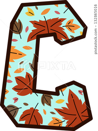 Autumn Leaves Pattern Uppercase Letter C 132865016