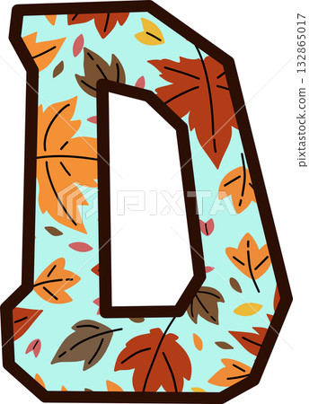 Autumn Leaves Pattern Uppercase Letter D	 132865017