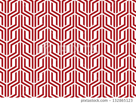 Abstract geometric pattern with stripes, lines. Seamless vector background. White and red ornament. Simple lattice graphic design 132865123