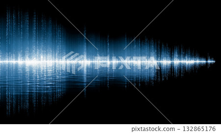 Futuristic water reflection art that combines digital code and sound waves Futuristic water reflection art that combines digital code and sound waves 132865176