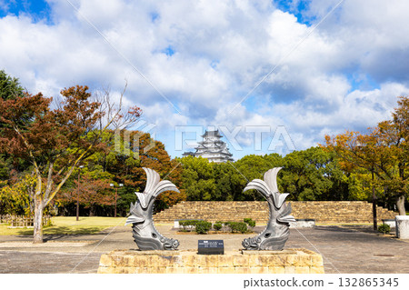 位於兵庫縣姬路市的姬路城,是世界遺產和國寶,秋季景色迷人。 位於兵庫縣姬路市的姬路城,是世界遺產和國寶,秋季景色迷人。 132865345