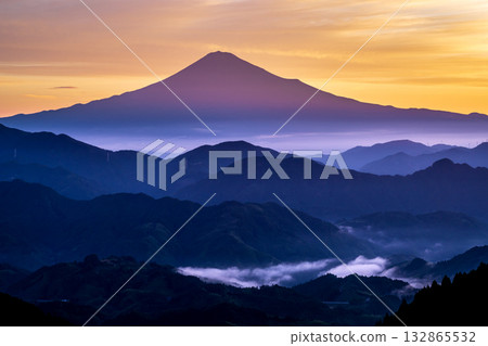 Mountain range and Mount Fuji seen from Yoshiwara, Shimizu Ward Mountain range and Mount Fuji seen from Yoshiwara, Shimizu Ward 132865532