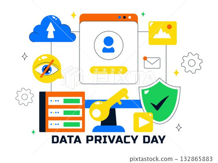 Data Privacy Vector Illustration Featuring Cybersecurity with a Lock on Screen, Secure Information, Confidential Documents and Digital Data Protection Data Privacy Vector Illustration Featuring Cybersecurity with a Lock on Screen, Secure Information, Confidential Documents and Digital Data Protection 132865883