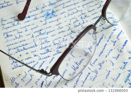 handwriting on an old manuscript handwriting on an old manuscript 132866093