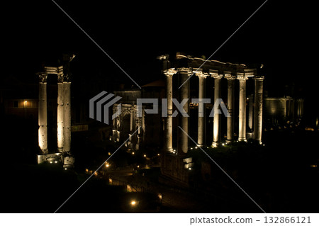 Roman forum by night at Rome Roman forum by night at Rome 132866121