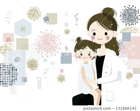 Miyu Series: A mother gently watches over her child after vaccination Miyu Series: A mother gently watches over her child after vaccination 132866141