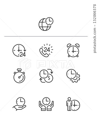 Time and Clock Line Icons Stock Illustration stock illustration 132866378