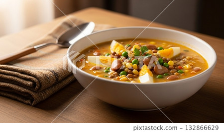 Traditional Ecuadorian dish Fanesca and spoon 132866629