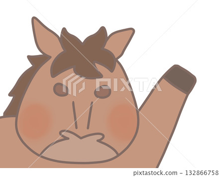 Illustration of a horse raising its front legs, dark brown Illustration of a horse raising its front legs, dark brown 132866758