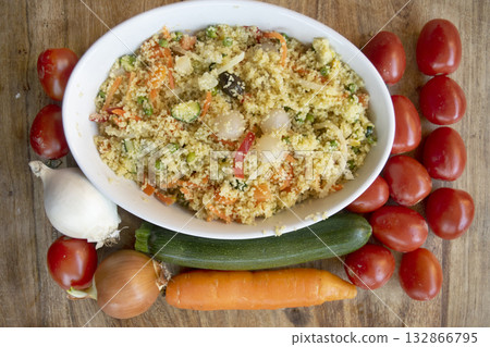 couscous and vegetable salad couscous and vegetable salad 132866795