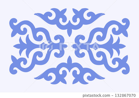 Kyrgyz Shyrdak Ornamental Pattern Traditional Nomadic Felt Design Kyrgyz Shyrdak Ornamental Pattern Traditional Nomadic Felt Design 132867070