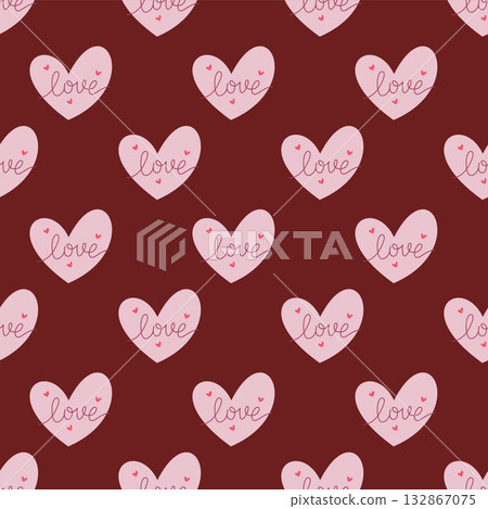 Cute pink heart love seamless pattern for Valentine s Day and romantic design 132867075