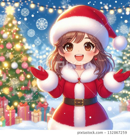 穿著聖誕服裝的年輕女子 132867259