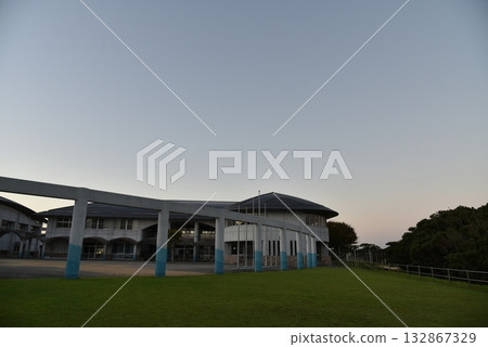 Low-light architecture and green space 132867329