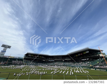 Koshien, small-scale athletics tournament, athletic meet, grass, baseball field, event, Koshien Stadium 132867381