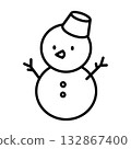 A simple illustration of a snowman wearing a bucket 132867400