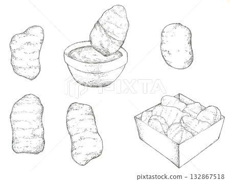 手繪金塊插圖 手繪金塊插圖 132867518