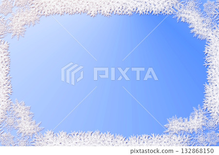 Light winter pale blue surface in frame of white snowflakes Light winter pale blue surface in frame of white snowflakes 132868150