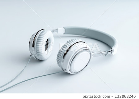 Creating a Mbius strip cable design using white audio headphones 132868240