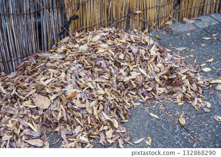 Stone-paved stairs Fallen leaves Autumn Park Forest Mountain November Material 132868290