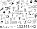 hand drawn architectural sketches of artificial intelligence topics and robots and network strucures and ai in finance and money   132868442