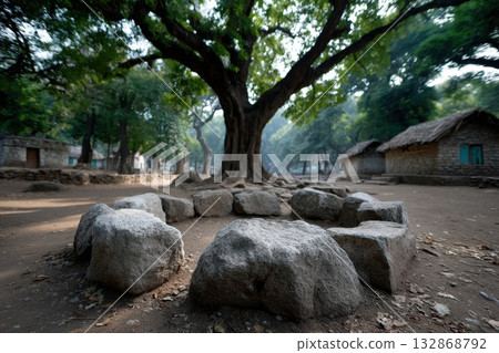 Children engaging in outdoor classroom activities in Forest City under a large tree Children engaging in outdoor classroom activities in Forest City under a large tree 132868792
